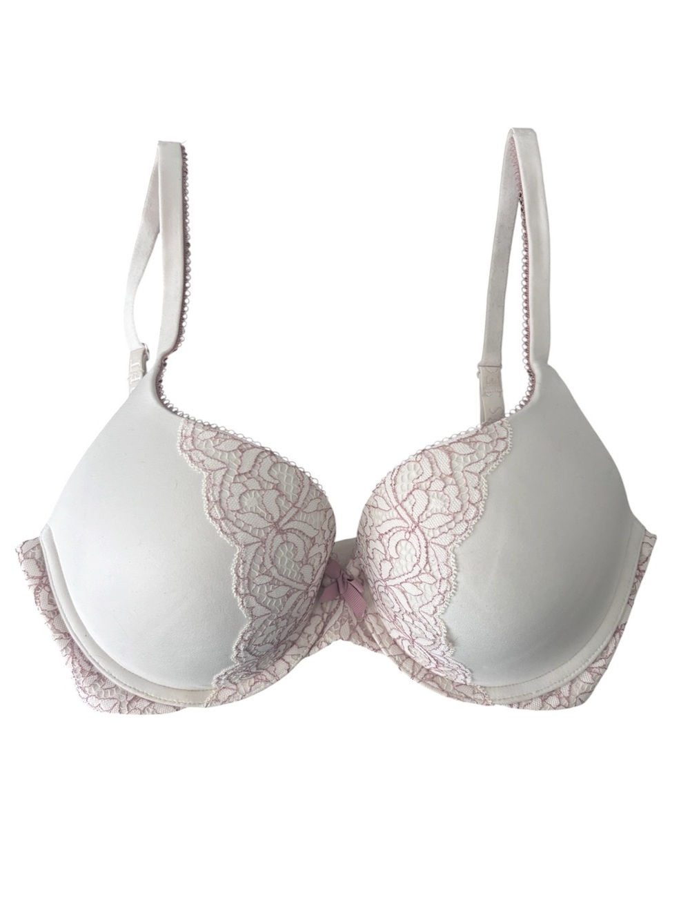 Victoria's Secret White Bra with Light Pink Lace Trim